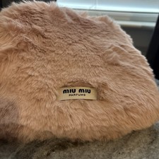 Miu Miu Faux Fur Makeup Bag New Pink with Gold Hardware