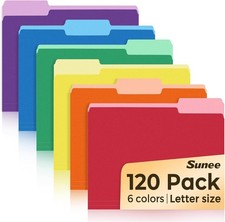 File Folders, 120 Pack Manilla Folders 8.5 x 11, Colored File Folders Home