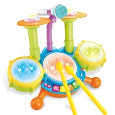 Drum Set for Toddlers 1-3, Baby Drum Set with Microphone, Kid Toddler Drums T...