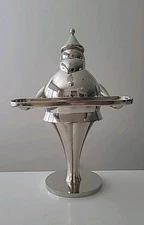 Pottery Barn Contemporary Silverplate Santa Cupcake Display Holder 17" B2-CL