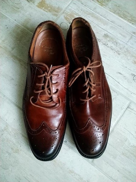 Men Clarks Heels Brown Leather 45 #7A92