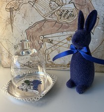 Glas Haube auf Teller Silberauflage Glocke Rosenschale geschliffen