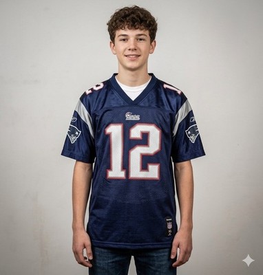 Reebok TEAM Apparel Youth X Large New England Patriots Jersey Tom Brady # 12 XL