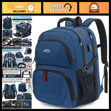Extra Large Anti-Theft Travel Laptop Backpack, 17" USB Charging Bag for College