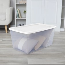 Large Storage Bin, 90 Quart Clear Plastic Storage Container with Snap-On Lid