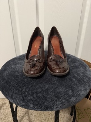 ENZO ANGIOLINI Wedges Brown LEATHER Women s Shoes Sz 8.5M