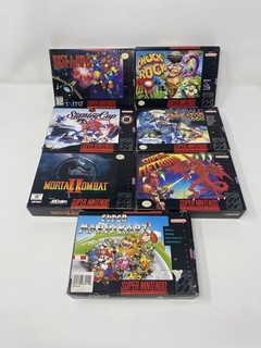 Lotto Super Nintendo SNES scatola manuale inserti 7 scatole (NO GIOCHI)