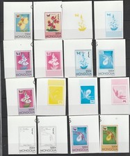 MONGOLIA 1997 orchid flower butterflies, 16  PROOFS up to 500 T., corner items