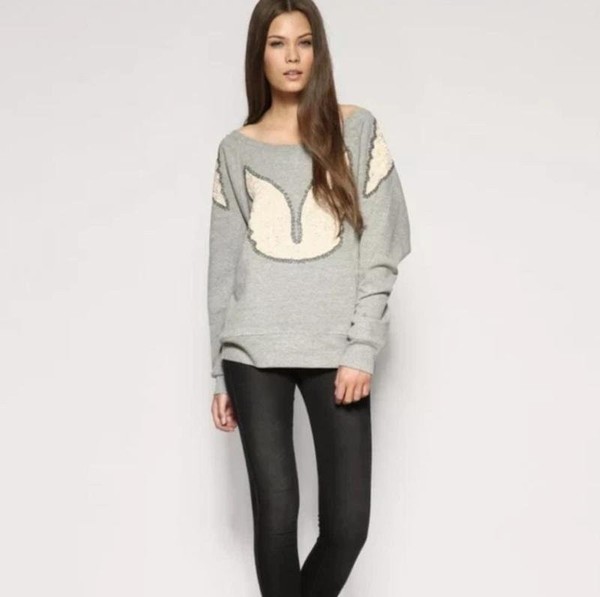 Women French Connection Sweater Grey Cotton 38 / M #8M61