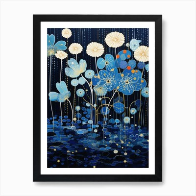 Blue Lotus 1 Art Print Framed Wall Art Poster Canvas Print Picture