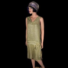 SALE 1920s Art Deco Flapper Designer Lame Metallic Dress Wearable  Size S