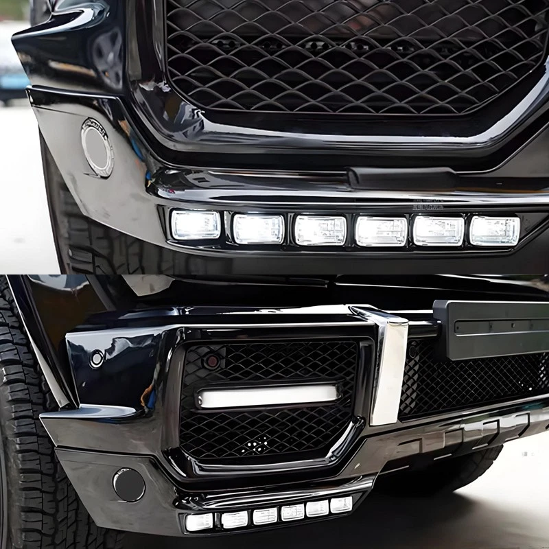 Front Splitter Lip W/ LED Gloss Black Fit Mercedes-Benz W463 G500 G550 1990-2018 - Image 2 of 4