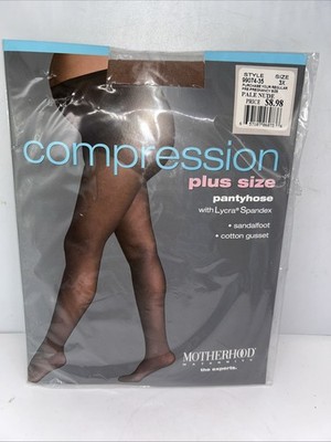 VTG Motherhood Pregnancy Compression Pantyhose Sandalfoot Size 3X Nude Plus Size