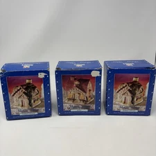 Holiday Time Village Collectible 3pc Set Christmas Lighted Houses Vintage