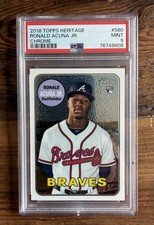 2018 Topps Heritage⚾️RONALD ACUNA JR RC #THC-580💥REFRACTOR /999 SP PSA 9🔥