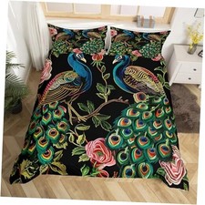 Peacock Comforter Cover Size Vintage Flower Duvet Cover Queen Multi 081