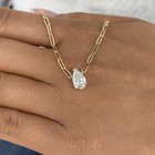 1ct Pear Pendant Necklace Yellow Gold 14K Labcreated Diamond F/VS — photo 7