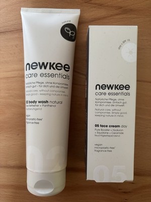 Newkee Care Essentials  Vegan 05 Face Cream Day + 02 Body Wash Natural **NEU**
