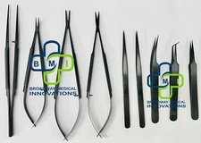 Micro Surgical Instrument Set Micro Surgery Set of 9 Pieces Black Coated