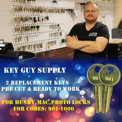 2 keys, fits Husky, Mac, Proto tool locks. for codes 901 - 1000. local locksmith