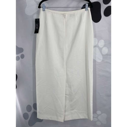 Le Suit NWT Two Piece Set 2 Button Notch Lapel Blazer Midi Skirt Ivory US 8 New - Picture 4 of 10