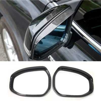 For Toyota Crown 2023-2025 Carbon Fiber Mirror Rain Eyebrow Trim 2pcs
