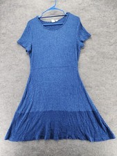 GAP Dress Womens Medium Short Sleeve Blue Ribbed
