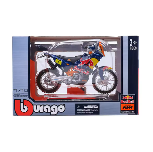 Bburago 1:18 Red Bull KTM 450 Rally SX-F 2018 Premium Alloy Motorcycle Model Toy - Picture 11 of 11