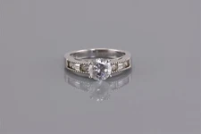 Epiphany Sterling Silver Cubic Zirconia Solitaire Baguette Band Ring 925 Sz: 7