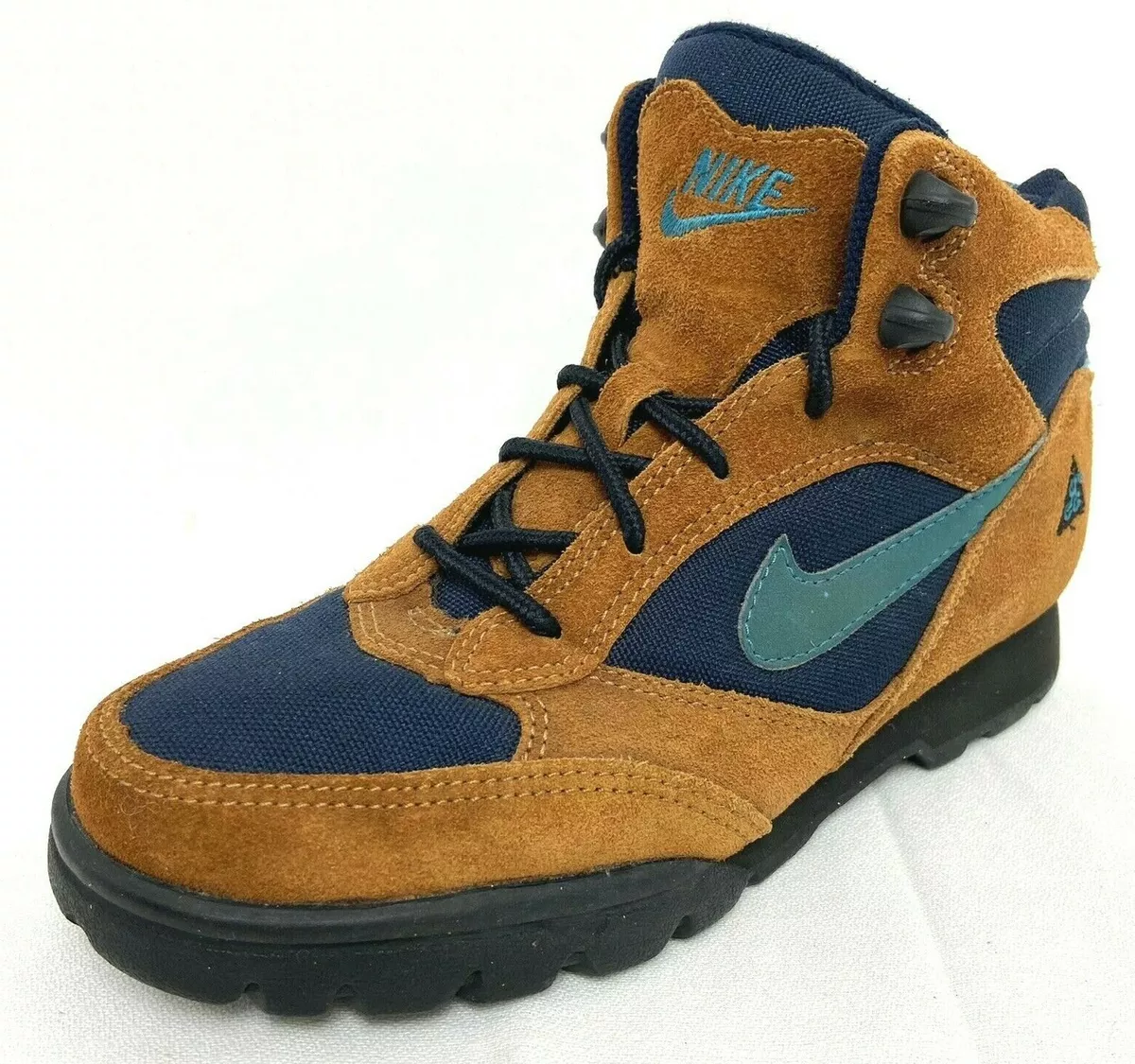 VTG 90s Womens ACG Hiking Trail Brown Suede Dark Blue Boots Shoes US Size 7 | eBay