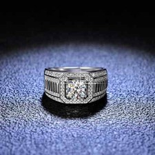''Father Day Special Ring 14k White Gold Plated Simulated Diamond Silver''