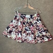 Express Skirt 8 28 Circle Floral Flowers Pleated Pockets Colorful Summer Full