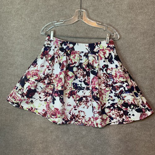Express Skirt 8 28 Circle Floral Flowers Pleated Pockets Colorful Summer Full