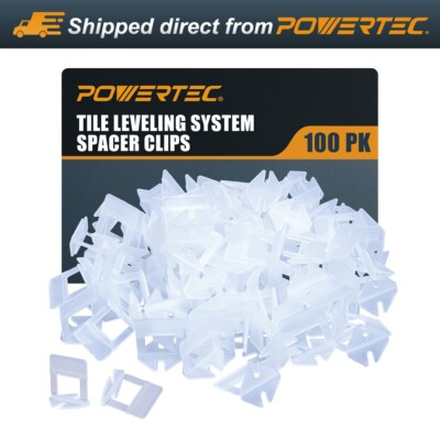 POWERTEC 1/16'' 100 Pack, System Tile Leveler Spacer Clips for Floor and Wall