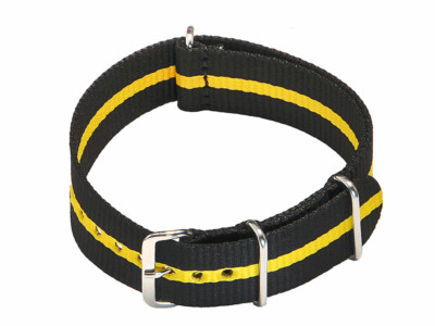 Bracelet Montre NATO Nylon Rayé Jaune Et Bleu - 18/20/22/24mm, Neuf, Unisexe