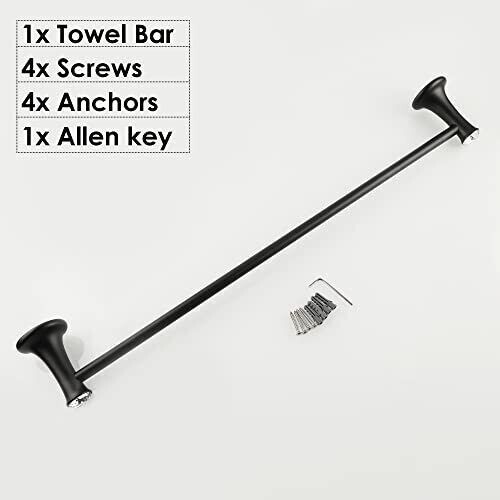 24 In Matte Black Towel Bar Crystal Towel Holder For Bathroom Kitchen Towel Rack