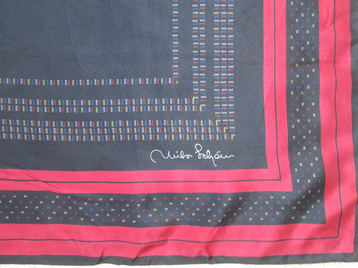 Foulard Vintage LE SAC En Soie 100% - Bleu, Dimensions 87x89 Cm, Occasion En Très Bon état