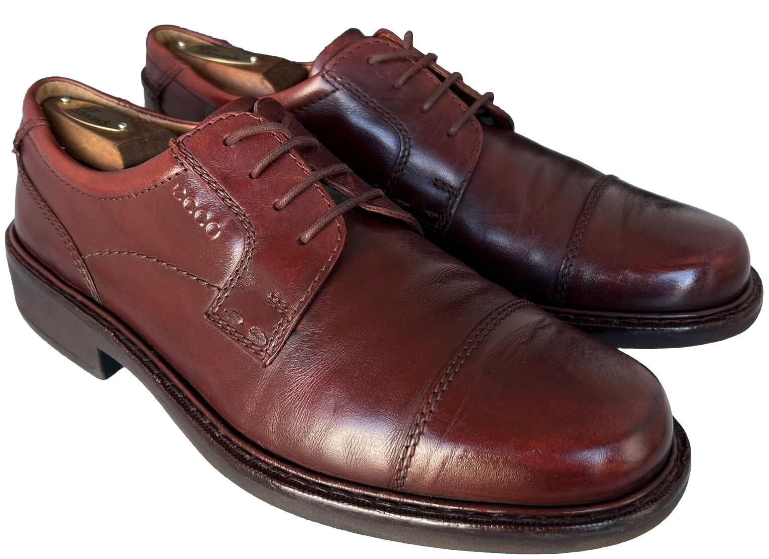 SAOLA Scarpe eleganti uomo Ecco Derby stringate punta cappuccio EU 41 US 7 7 5 pelle rosso marrone