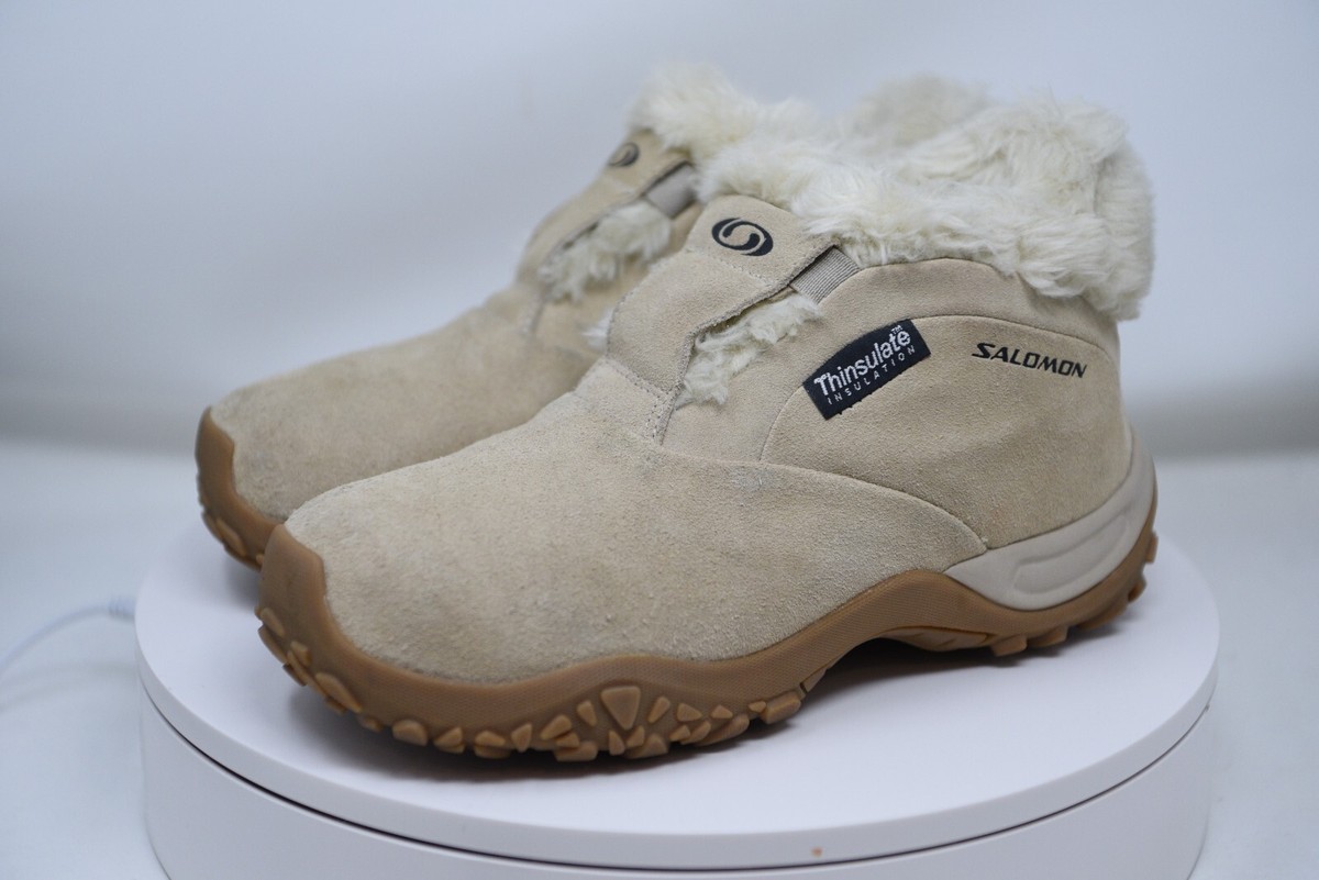 靴 SALOMON contragrip Thinsulate moc shoe Salomon Contagrip CX Trail Shoes Slip On Sz 7 M Suede Hiking Snow