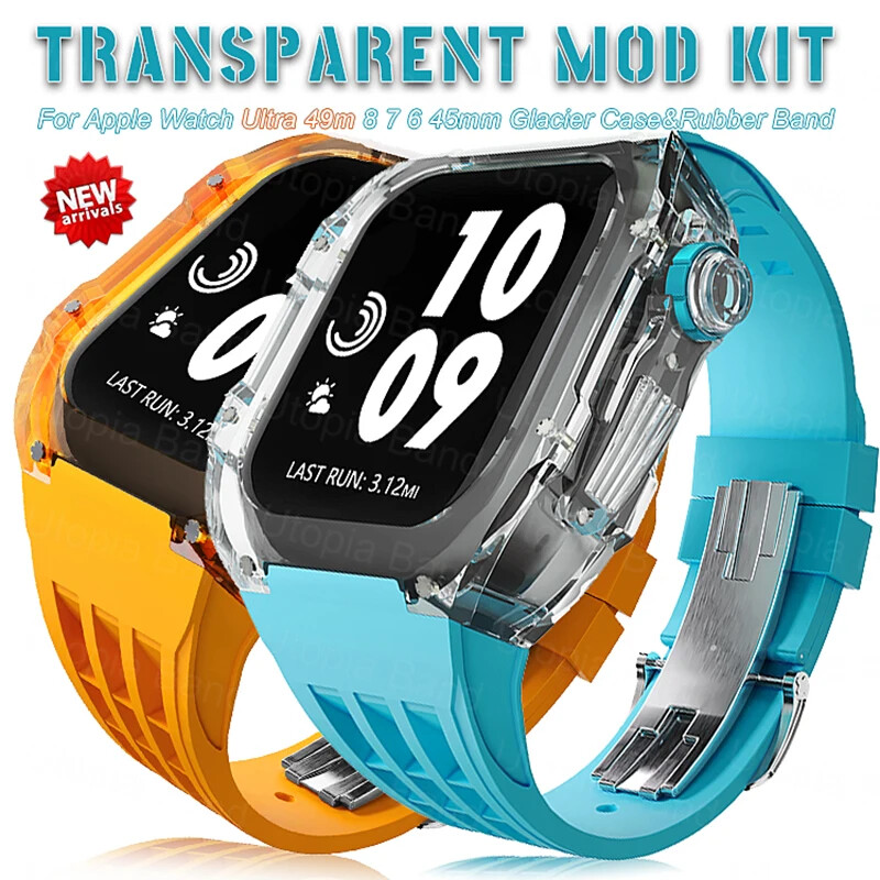 Mod Kit Transparent Case Fluororubber Band For Apple Watch Ultra3 49mm 