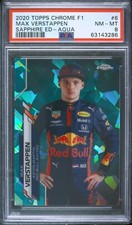 2020 Topps Chrome F1 Sapphire Max Verstappen Aqua Refractor RC /99 PSA 8 Pop 23