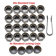 25mm WHEEL NUT BOLT COVERS LOCKING CAPS SET ROUND For Audi A4/A5/S5/ A6/S6/A7/A8