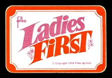 FILKO Ladies First Racing Ignition Vintage 1968 Original Vinyl Decal Sticker