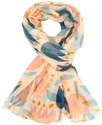 Creme Blumen Schal Damen Orange Blau Rosa Tulpe Blumenmuster Halstuch Blumen Tuch