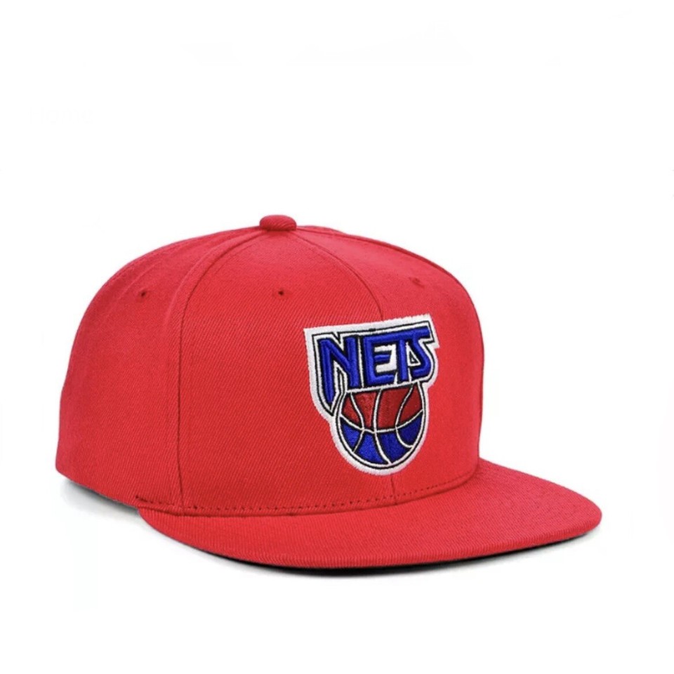 Men's New Jersey Nets Mitchell & Ness Red Basic Core Snapback Hat | eBay