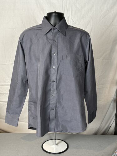 Polo Ralph Lauren Men's Long Sleeve Gray Purple Stripe Shirt 16 32/33 Classic - Picture 1 of 6