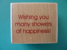 Wishing You Many Showers of Happiness! - Phrase HAMPTON ART Rubber Stamp