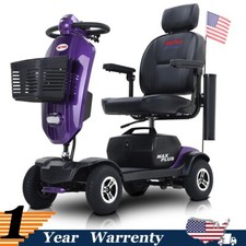 Compact 4 Wheels Mobility Scooter 300W 24V 50A 16 Miles 300lbs Capatity Purple