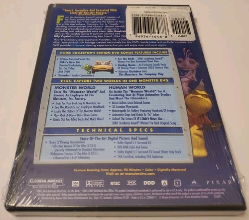 Monsters, Inc. (2002 2-Disc Set Collectors Edition Bonus CD-ROM) New Sealed - Picture 2 of 2