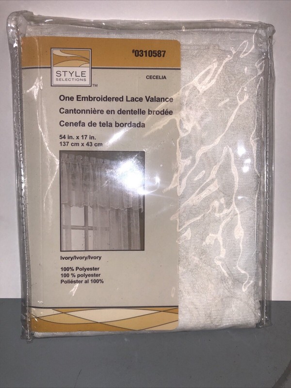 Style Selections Cecelia Lace Valance Ivory 54” X 17" New NIP #0310587